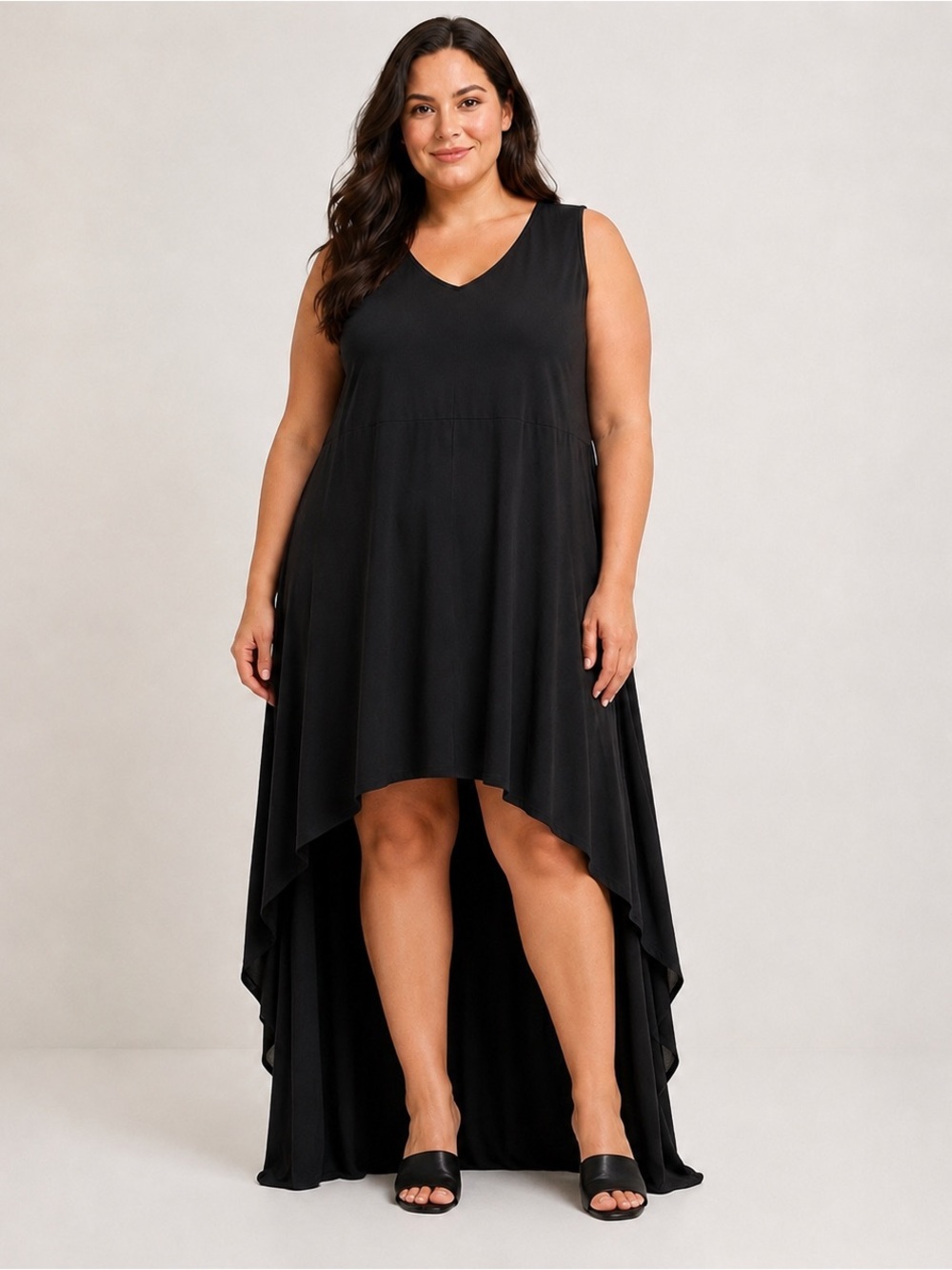 Torrid Black Sleeveless V-Neck High-Low Hem Maxi Dress Size 2 NWT
